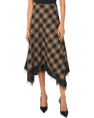 1.STATE Bias Cut Hankerchief Plaid A-line Midi Skirt - Multicolor