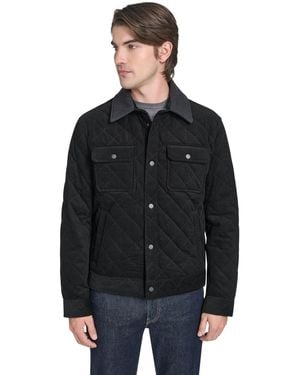 Cole Haan Collared Quilted Button-front Jacket - Black