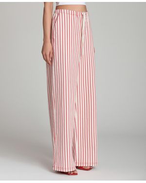 Avec Les Filles Mid-rise Striped Drawstring Pants - Pink