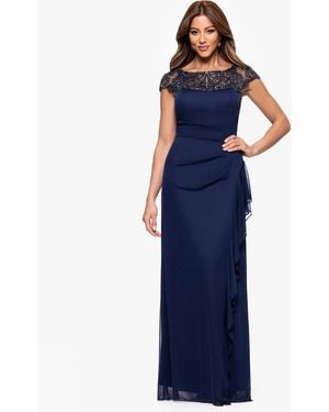 Xscape Petite Short Sleeve Dress - Blue