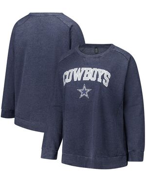 Profile Fanatics Dallas Cowboys Acid Wash Raglan Pullover Sweatshirt - Blue