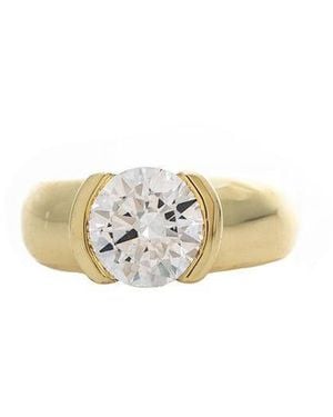 Rivka Friedman Round Semi-bezel Set Cubic Zirconia Solitaire Ring - Black