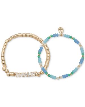 Clueless Gold-tone 2-pc. Set Totally Mixed Bead Stretch Bracelets - Blue