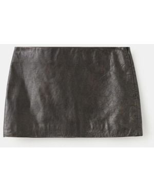 Mango Leather Miniskirt - Black