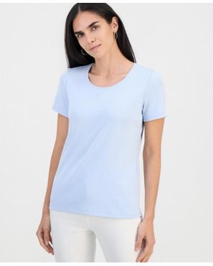 Style & Co. Petite Cotton Scoop-neck Short-sleeve Top - Blue