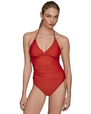 Donna Karan Halter Neck Tankini - Red