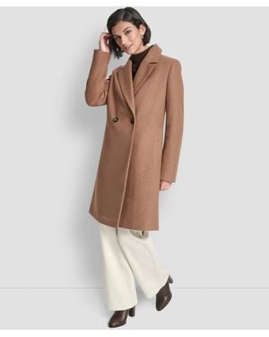 DKNY Sams Double-breasted Notch Collar Coat - White