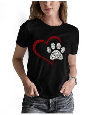 LA Pop Art Word Art Paw Heart T-shirt - Black