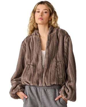 Steve Madden Carmilla Hooded Faux-fur Cropped Jacket - Brown