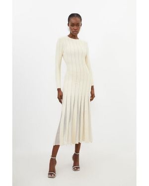 Karen Millen Filament Full Skirt Knit Midi Dress - White
