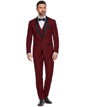 Gino Vitale 3-piece Slim Fit Shawl Lapel Tuxedo - Red
