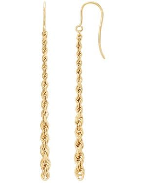 Italian Gold Polished Graduated Rope Dangle Earrings - Metallic