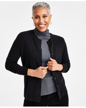Style & Co. Button-down Long-sleeve Cardigan - Black