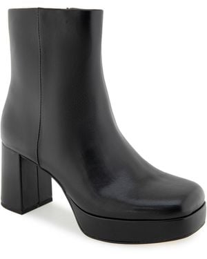Kenneth Cole Klooney Platform Square Toe Faux Leather Booties - Black