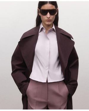 Mango Fitted Cotton Shirt - Purple