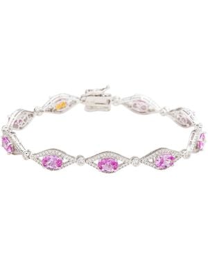 SUZY LEVIAN NEW YORK Suzy Levian Sterling Silver Oval-cut Sapphire & Created White Sapphire Tennis Bracelet
