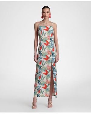 Avec Les Filles Linen-blend Maxi Slit Front Dress - White