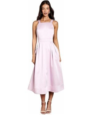 Coast Fit And Flare Square Neck Midi Dress - Pink
