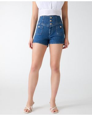 Guess Janna High-rise Denim Shorts - Blue