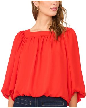 Vince Camuto 3/4-sleeve Square Neck Bubble Blouse - Red