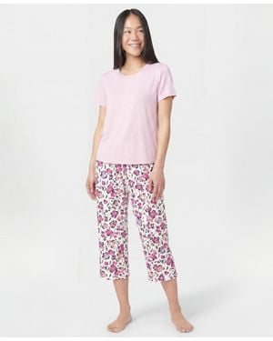 Hue Printed Capri Mid-rise Pants - White