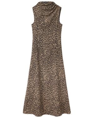 Mango Halter Plaid Midi Dress - Natural