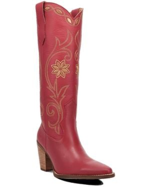 Dingo Miss Daisy Knee-high Western Pointed-toe Boots - Red