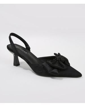 BERNESS Michaela Satin Bow Slingback Pumps - Black