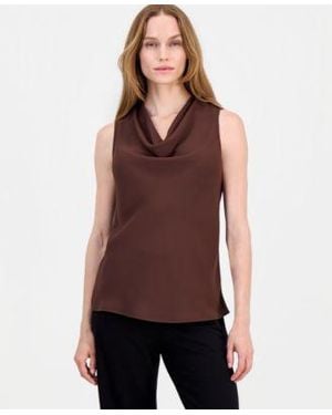 Anne Klein Cowlneck Sleeveless Blouse - Purple