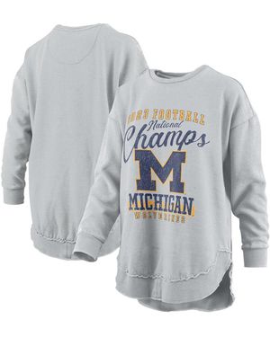 Pressbox Distressed Michigan Wolverines College Football Playoff 2023 National Champions Poncho Pullover Sweatshirt - Gray