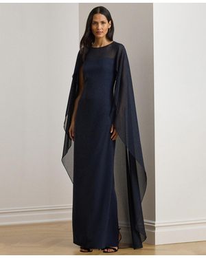 Ralph Lauren Cape Georgette Gown - Blue