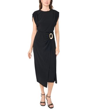 Msk Jersey Wrap Midi Dress - Black