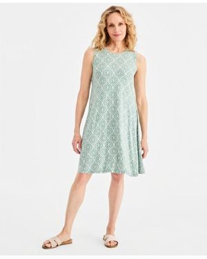 Style & Co. Printed Sleeveless Knit Dress - Blue