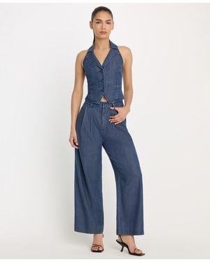 GOOD AMERICAN Denim High-rise Cropped Wide-leg Pants - Blue