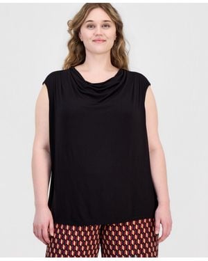 Anne Klein Plus Size Cowl-neck Sleeveless Top - Black