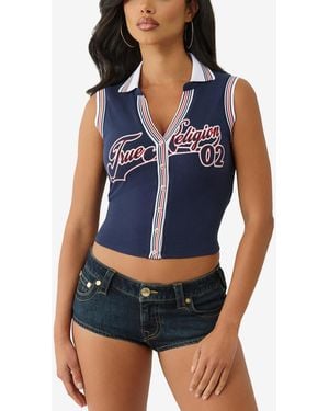 True Religion Sporty Terry Polo Top - Blue