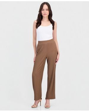 Anne Klein Essentials Petite Textured Knit Pull-on Pants - White