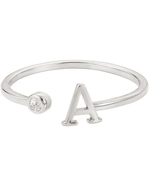Adornia Silver Adjustable Cz Initial Ring - White
