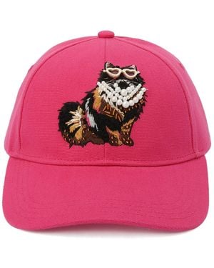 Kurt Geiger Fancy Cat Cotton Baseball Cap - Pink