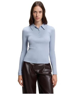 BOSS Boss By Wool Fitted Polo Sweater - Blue