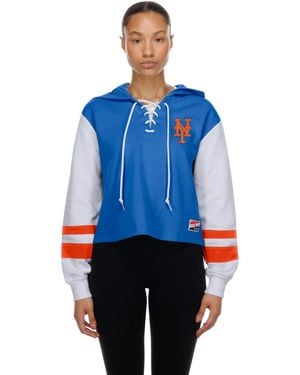 KTZ New York Mets Boxy Cropped Lace-up Hoodie - Blue