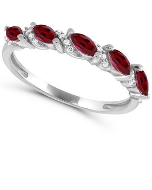 Macy's Lab-grown Ruby And Lab-grown White Sapphire Ring (1/2 Ct. T.w. And 1/5 Ct. T.w. - Red