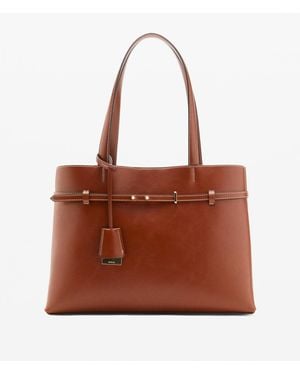 Mango Charm Detail Shopper Bag - Brown