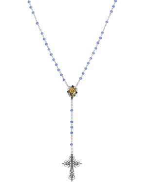 Symbols of Faith Silver-tone Filigree Cross Lady Of Gualalupe Decal Beaded Chain Rosary - Metallic