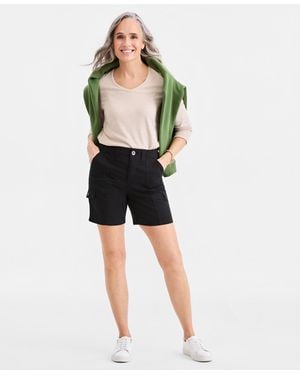 Style & Co. Petite Comfort-waist Cargo Shorts, Created For Macy's - Black