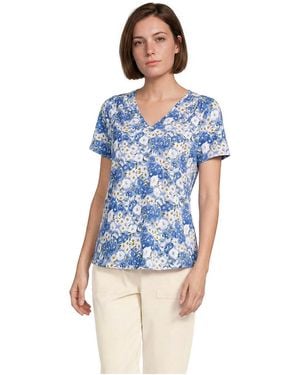 Lands' End Petite Short Sleeve Lightweight Jersey Gathered Shoulder T-shirt - Blue