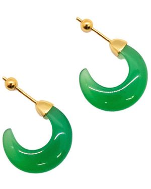 seree Half Moon — Chalcedony Earrings - Green