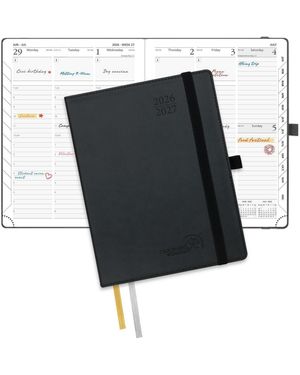 Gnuadz Pocket Planner 2026-2027 Academic Weekly Hourly Leather Cover - White