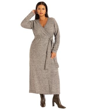 Eloquii Plus Size Sweater Wrap Dress - Multicolor