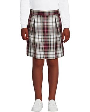 Lands' End Big Girls School Uniform Plaid Skort Top Of Knee - White